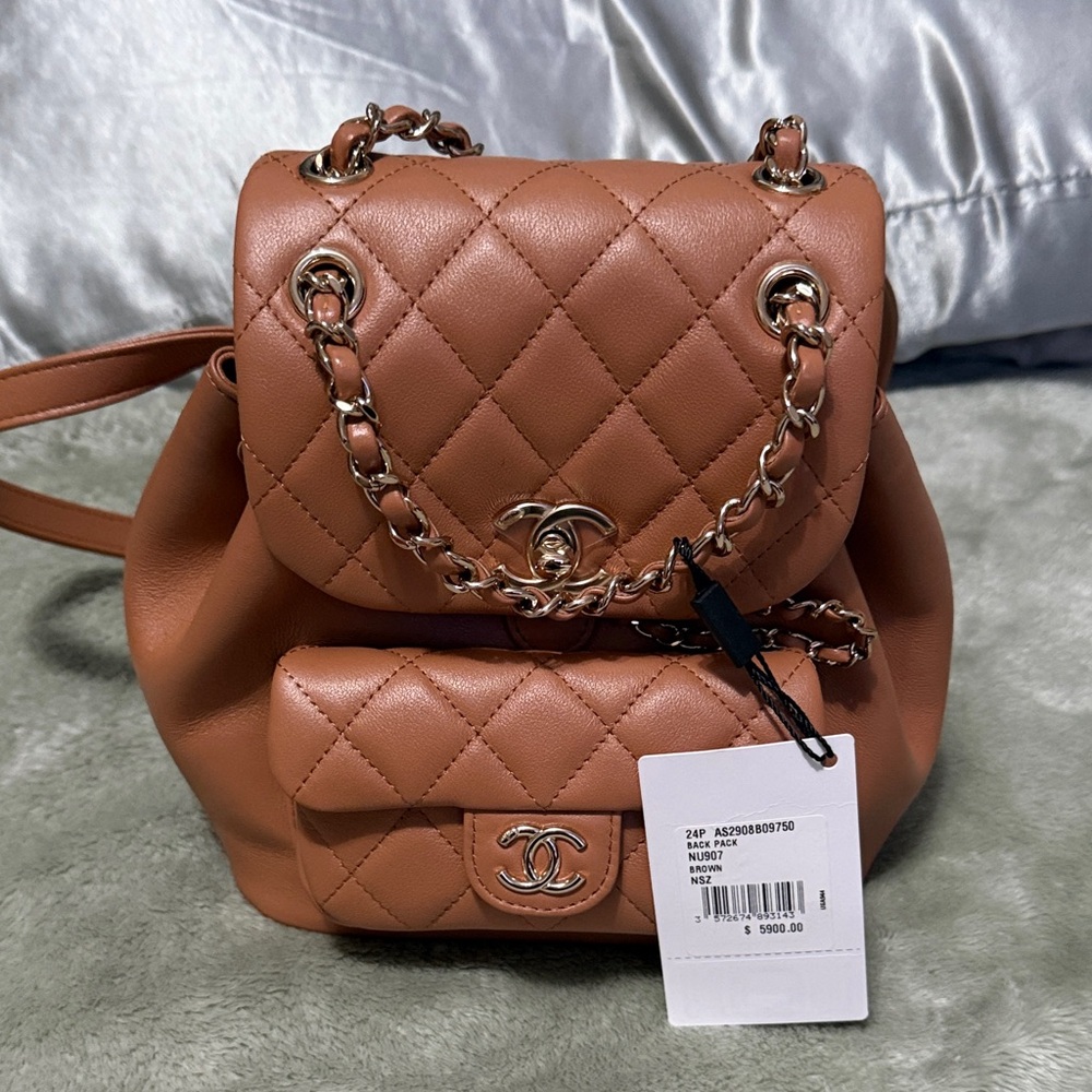 Chanel Brown Quilted Leather Backpack